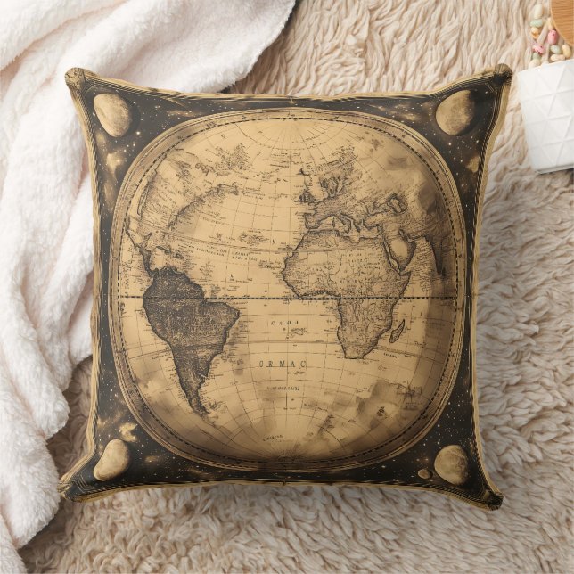 Coussin Rustic Vintage World Map Globe (6) (Couverture)