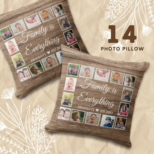 Coussin Rustic Wood 14 Photo Collage Famille Citation