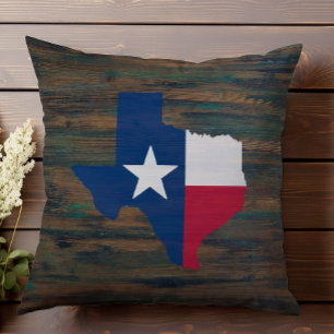 Coussin Rustic Wood Red White Blue Texas Ajouter un nom