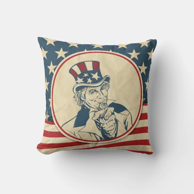 Coussin Rustique Americana Oncle Sam Patriotique (Recto)