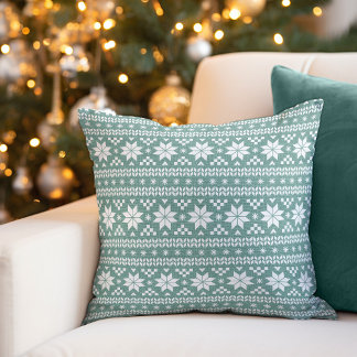 Coussin Rustique Aqua Fair Isle Holiday Jeu d'oreiller