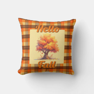 Coussin Rustique Automne Arbre Plaid Ferme Décor Maison