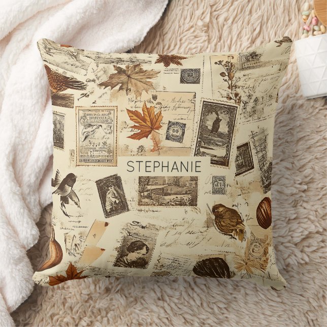 Coussin Rustique Automne Ephemera Collage | Terre chaude (Couverture)