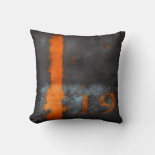 Coussin Rustique Black Grey Orange avec une bande et 19