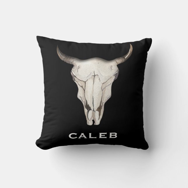 Coussin Rustique Bohème Bohémien Vache Taureau Occidental  (Recto)