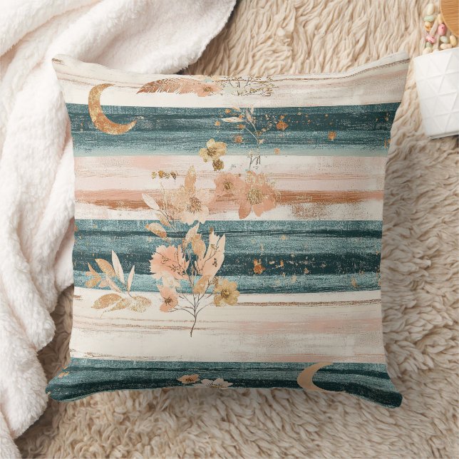 Coussin Rustique Céleste Rayure Lune Soleil Terreux (11) (Couverture)