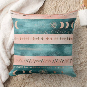 Coussin Rustique Céleste Rayure Lune Soleil Terrien