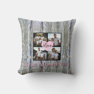Coussin Rustique chic Personnaliser 4 photo Meilleure mama