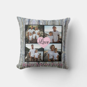 Coussin Rustique chic Personnaliser 4 photo Meilleure mama