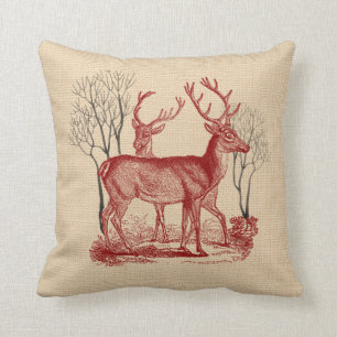 Coussin rustique de cerfs communs rouges de régio
