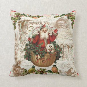 Coussin rustique de Père Noël de Noël vintage