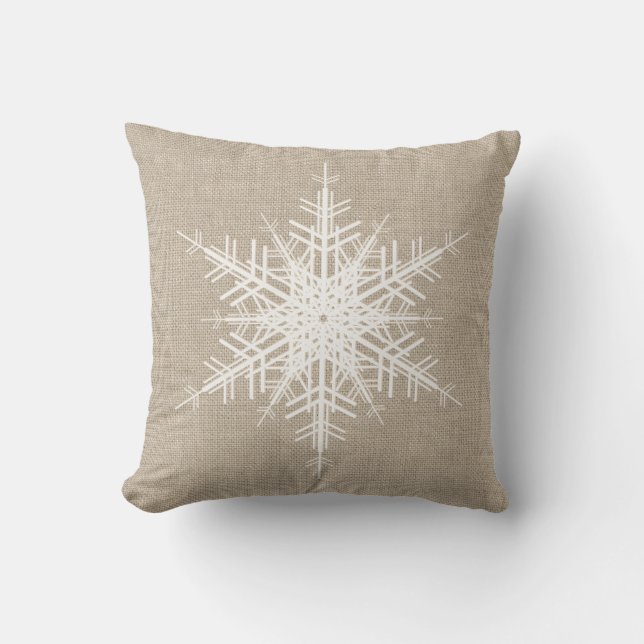 Coussin rustique de vacances de flocon de neige (Recto)