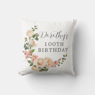 Coussin Rustique Fleurs Blanc Ivoire 100e Anniversaire
