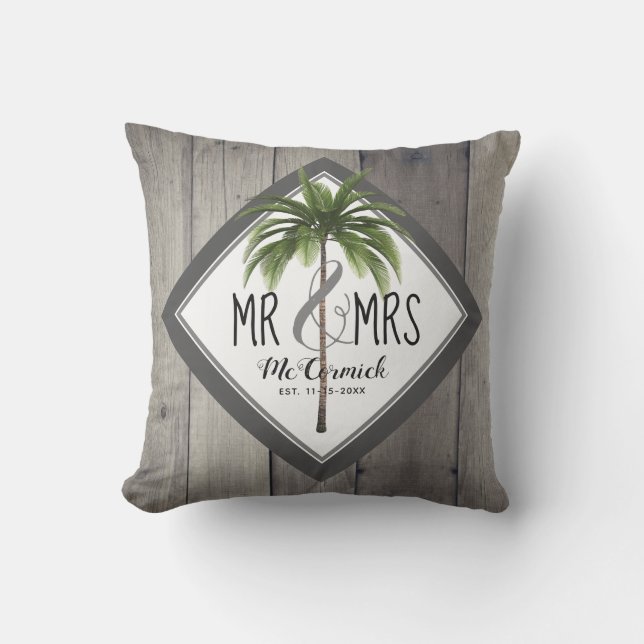 Coussin Rustique M. Et Mme Gray Monogram Palm Tree (Recto)