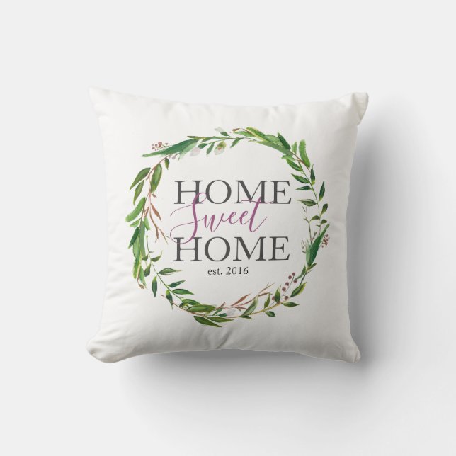 Coussin Rustique manuscrit Accueil Sweet Home Wreath (Recto)