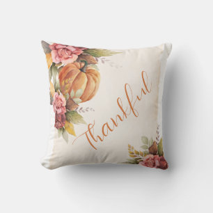 Coussin Rustique Merci Citrouille Floral Thanksgiving