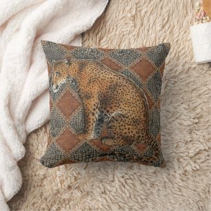 Coussin Rustique moderne Vintage léopard Wild Animaux afri