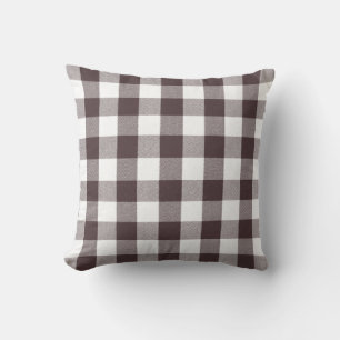 Coussin Rustique Neutre Brown Blanc En vichy Buffalo Plaid