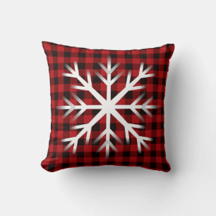 Coussin Rustique Noël design rouge buffle plaid