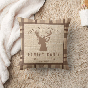 Coussin Rustique Nom du pays Cabine dans les bois