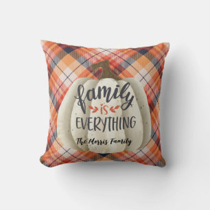Coussin Rustique Orange Automne Plaid Citrouille Aquarelle