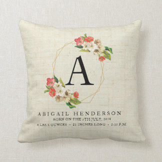 Coussin rustique personnalisé de stat de naissance