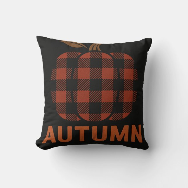 Coussin Rustique Plaid Citrouille - Farmhouse Styl (Recto)