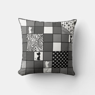 Coussin Rustique, Populaire, Noir et blanc, Patchwork, Sim