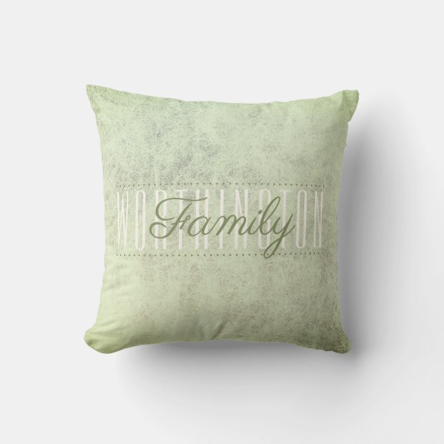Coussin Rustique Sage Green Texture Nom de famille Monogra (Recto)