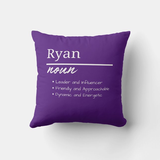 Coussin Ryan, Définition de prénom personnalisé garçon (Verso)