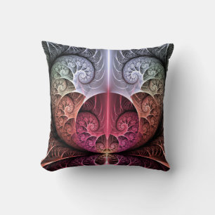 Coussin Rythme cardiaque, art fractal surréaliste abstrait