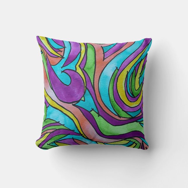 Coussin Rythme de couleur - Art abstrait à l'aquarelle pei (Recto)