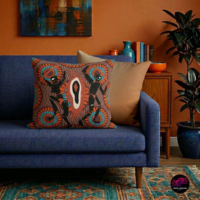 Coussin Rythme de roche San Linocut (Throw pillow with a bold statement. Designed to own the room.)