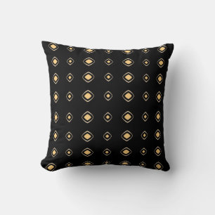 Coussin Rythme Doré – Géométrique Diamant Noir & Or