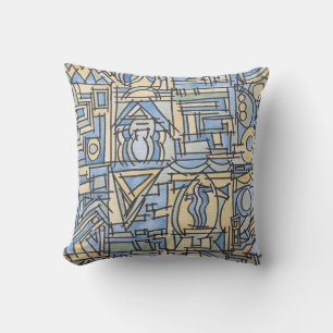 Coussin Rythme En Bleu - Géométrique Moderne Funky