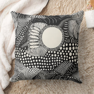 Coussin Rythme en noir et blanc – Abstrait monochrome