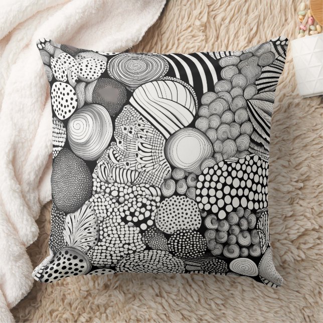 Coussin Rythme en noir et blanc – Abstrait monochrome 6 (Couverture)