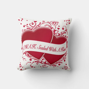 Coussin S.W.A.K. Scellé avec un baiser ! Coeurs rouges