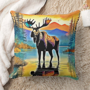 Coussin Sa Majesté du couché de soleil de Moose Lake
