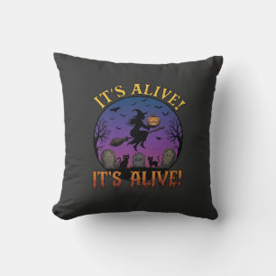 Coussin Sa Sorcière d'Halloween Citrouille Chat Noir Tombe