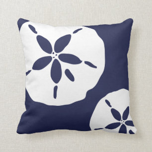 Coussin Sable bleu et blanc Dollar Motif de coque de mer