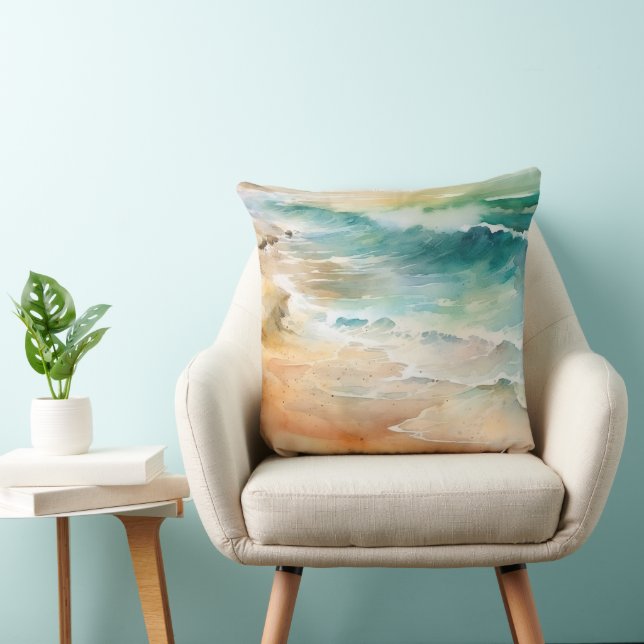 Coussin Sable de plage et mer tropicale (Chaise)