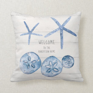 Coussin Sable d'écrevisse de la maison de plage Coques ble