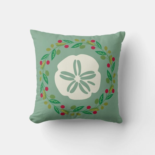 Coussin Sable Dollar Coquille de Noël Wreath (Recto)