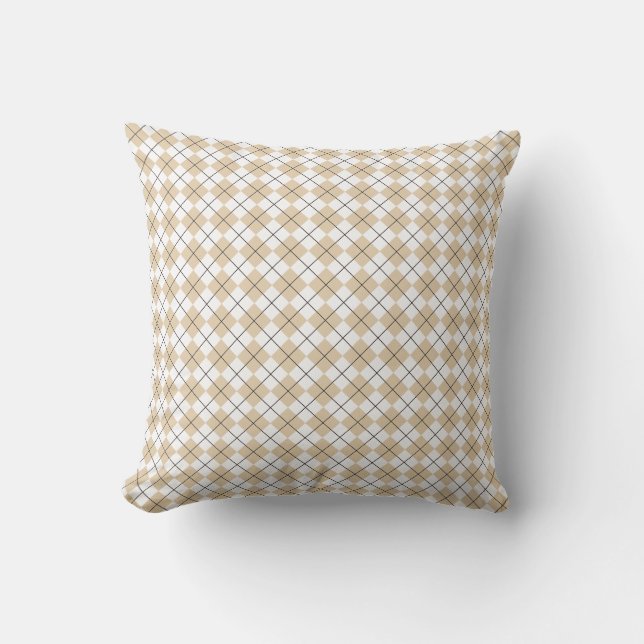 Coussin Sable du désert et blanc À damiers Motif Jacquard (Recto)