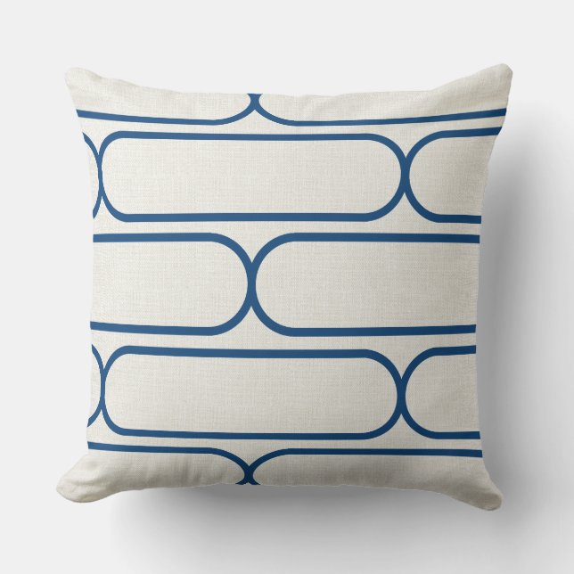Coussin Sablier Skateboard – Moderne Bleu et Crème (Recto)