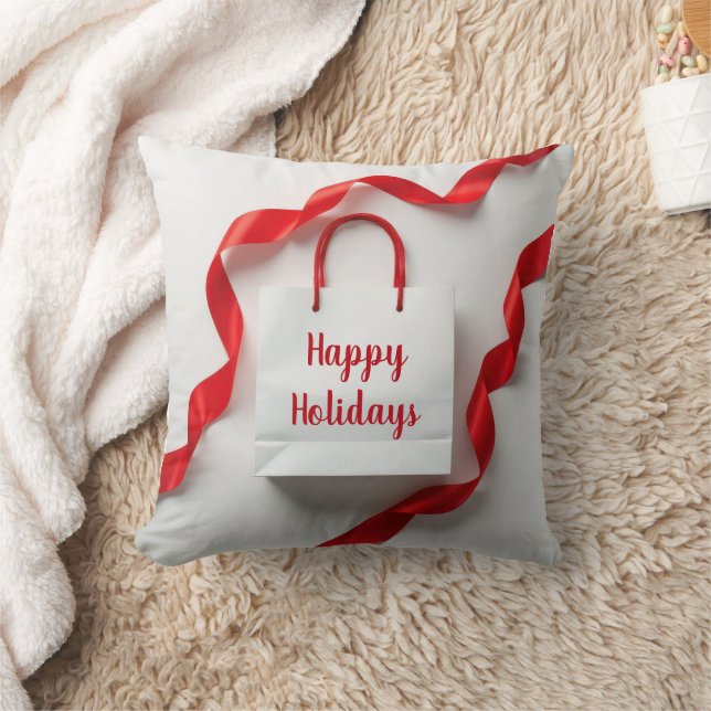 Coussin Sac Cadeau Fêtes de Fin d'Année Avec Rubans Rouges (Couverture)