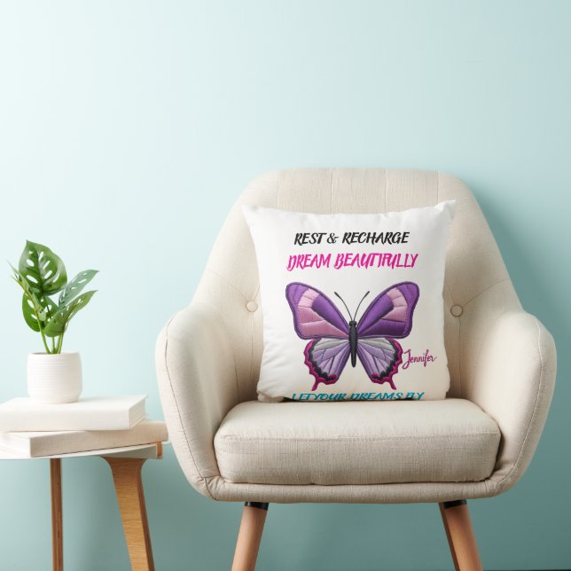 Coussin Sac Floral Moderne Papillon Transparent Esthétique (Chaise)