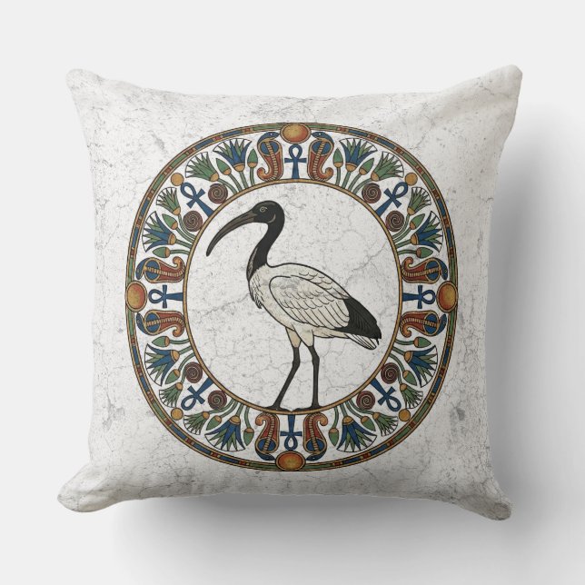 Coussin Sacred Ibis of Thoth: God of Wisdom Ancient Egypt (Recto)
