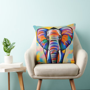 Coussin Safari africain coloré éléphant